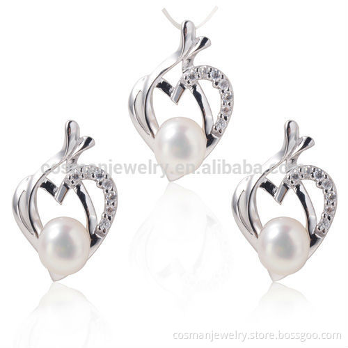 2014 popular jewelry set silver pearl
